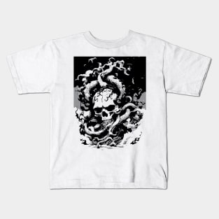 gothic skull at the sea Kids T-Shirt